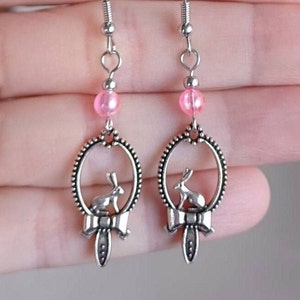 Bunny Earrings, Bunny Jewelry, Rabbit Earrings Dangle, Silver Rabbit Earrings, Rabbit Jewelry, Choose Your Color