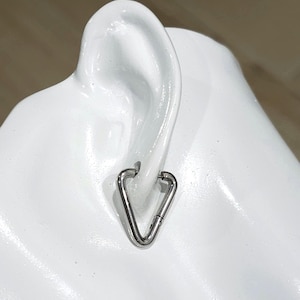 Silver Triangle Hoop Earrings: Stainless Steel, Alternative Punk Gothic Style