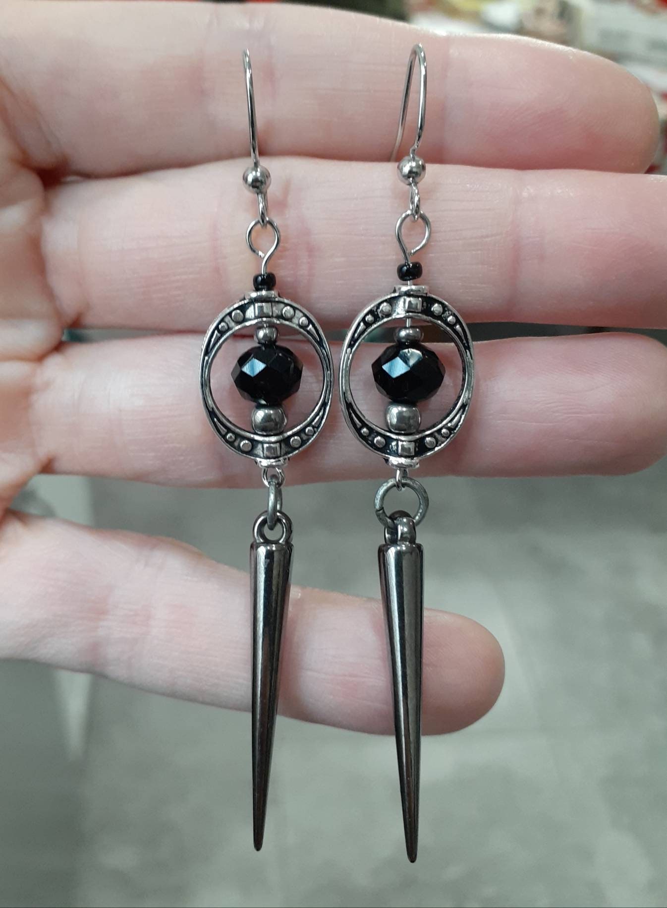 Gunmetal Gothic Spike Earrings, Spike Earrings, Trad Goth, Copper Spike Earrings