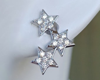 CZ Star Earrings, Silver Star Earrings, Sparkly, Ethereal Jewelry, Celestial Earrings, Christmas Earrings, Post Earrings, Minimalist