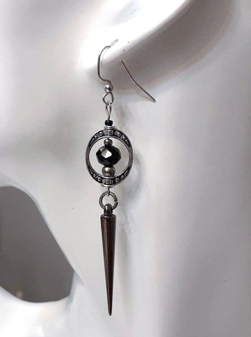 Gunmetal Gothic Spike Earrings, Spike Earrings, Trad Goth, Copper Spike Earrings