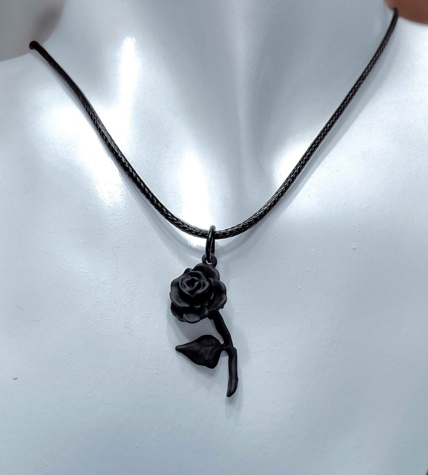 Black Rose Necklace Black Flower Necklace Rose Pendant Gothic Necklace Gift for Girlfriend Valentine s Day Gift Birthday Gift Etsy