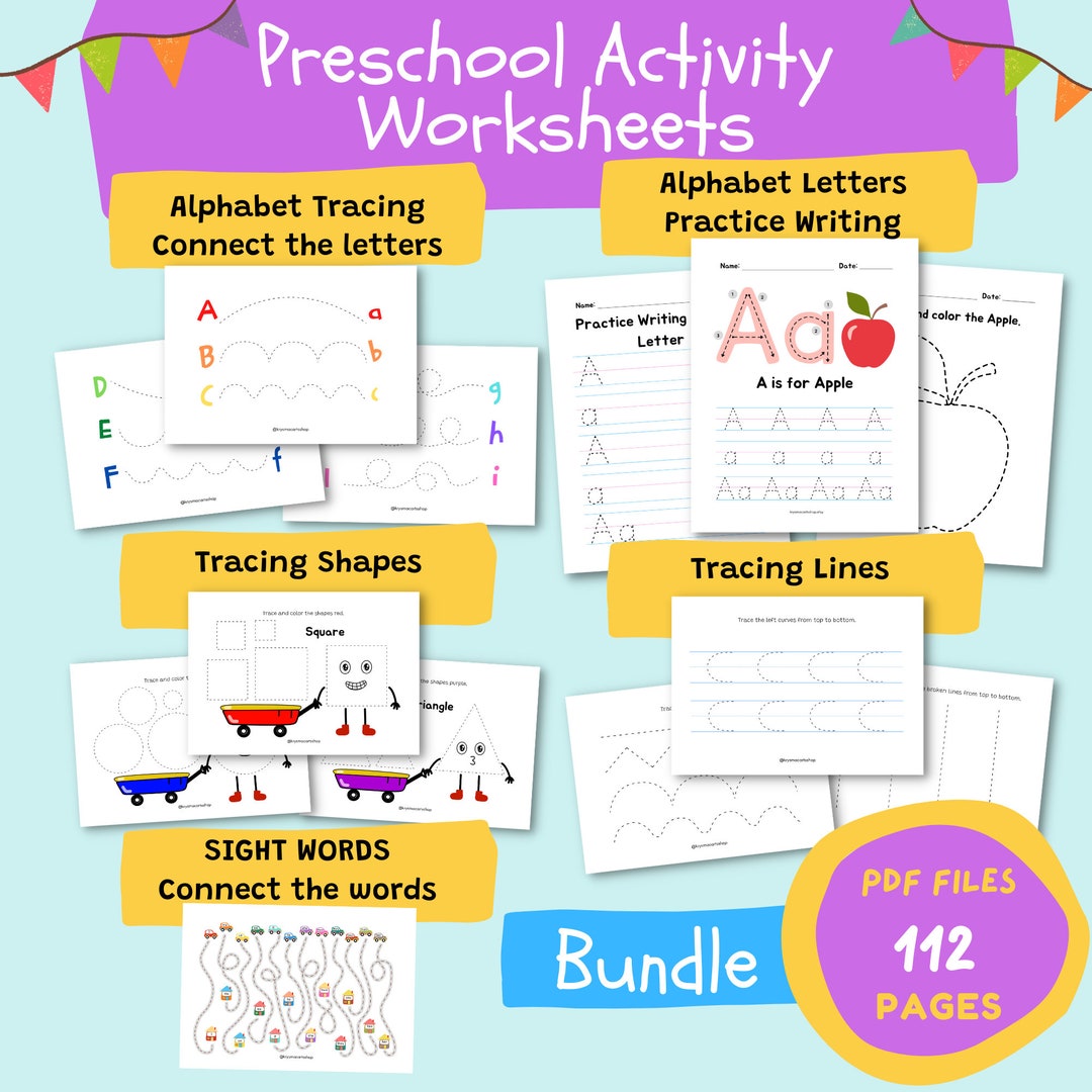 Preschool Kindergarten Activity Worksheets Alphabet Letters Tracing A ...