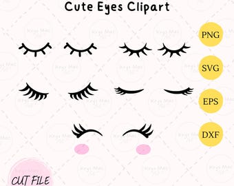Eyes SVG, Eyelashes Svg, Eye Clipart, Eyelashes Clipart, Cute Eyes Cut File Svg, png, dxf, eps