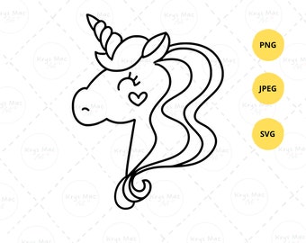 Unicorn Head SVG, Cute Unicorn Svg, Unicorn Face SVG, Unicorn Clip Art, Unicorn head SVG, Cricut, Silhouette Cut File