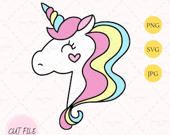 Unicorn SVG, Cute Unicorn head Svg, Unicorn Face SVG,, Unicorn Clip Art,  Unicorn head SVG, Cricut, Silhouette Cut File