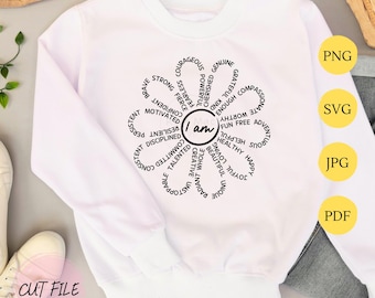 Affirmation Words Svg, I Am Affirming Words Svg, Positive Affirmation Words Svg, Motivating Words, Daisy Flower Svg, Affirmation Words Png