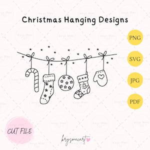 Christmas Socks SVG, PNG, PDF, Jpeg Clipart, Hanging Ornaments, Hanging Christmas Gloves, Hanging Christmas Socks Svg, Christmas Stocking