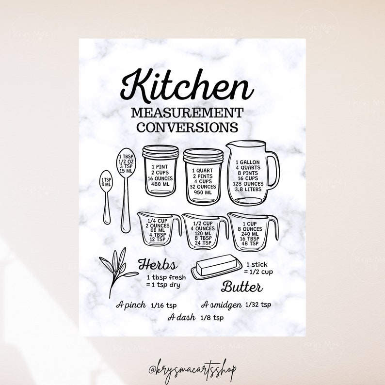 Kitchen Measurement Conversions Chart, Kitchen Measurement SVG PNG JPEG Pdf, Farmhouse Wall Decor Sign, Baking Cheat Sheet, Measuring Chart zdjęcie 6