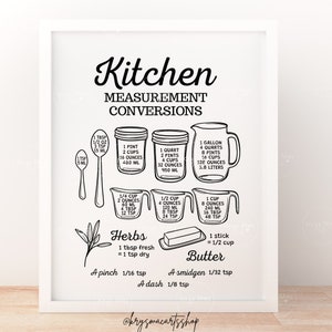 Kitchen Measurement Conversions Chart, Kitchen Measurement SVG PNG JPEG Pdf, Farmhouse Wall Decor Sign, Baking Cheat Sheet, Measuring Chart zdjęcie 3