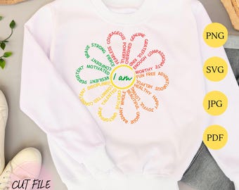Affirmation Words Svg, I Am Affirming Words Svg, Positive Affirmation Words Svg, Motivating Words, Daisy Flower Svg, Affirmation Words Png