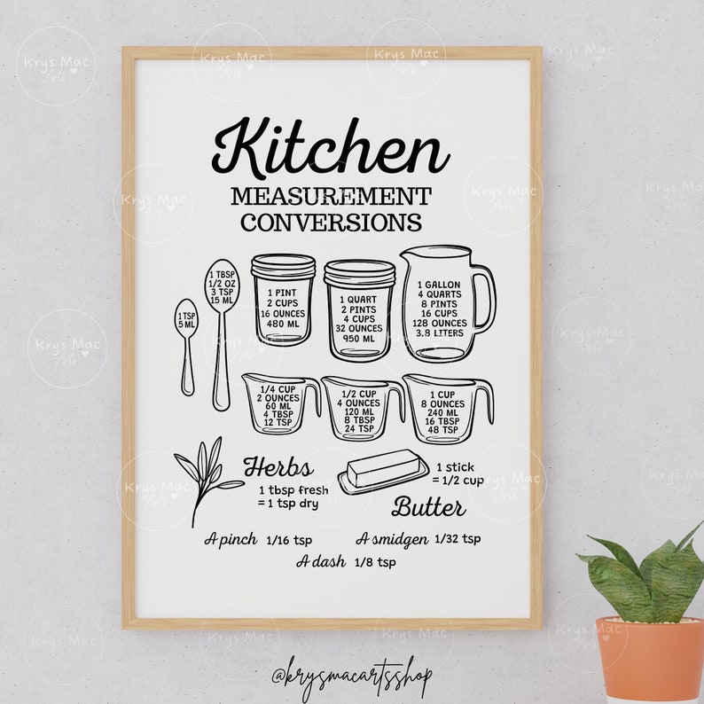 Kitchen Measurement Conversions Chart, Kitchen Measurement SVG PNG JPEG Pdf, Farmhouse Wall Decor Sign, Baking Cheat Sheet, Measuring Chart zdjęcie 5