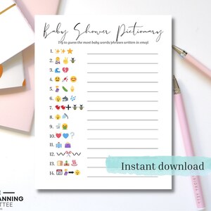 Baby Shower Pictionary / Baby Shower Emoji Pictionary / Baby Shower ...
