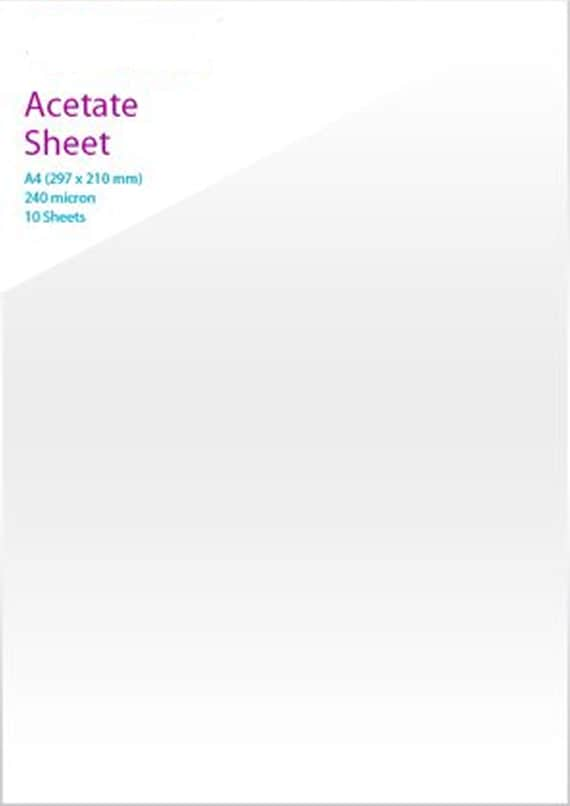 Crafting Acetate Sheets Available in 4 Types Clear 200 Micron, Printable  A4, Self Adhesive A4, Coloured and Extra Thick 0.9mm A3 