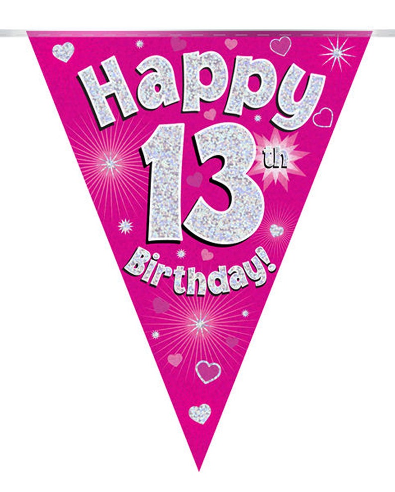 Happy 13th Birthday Banners and Bunting in Bling Pink or Bling - Etsy