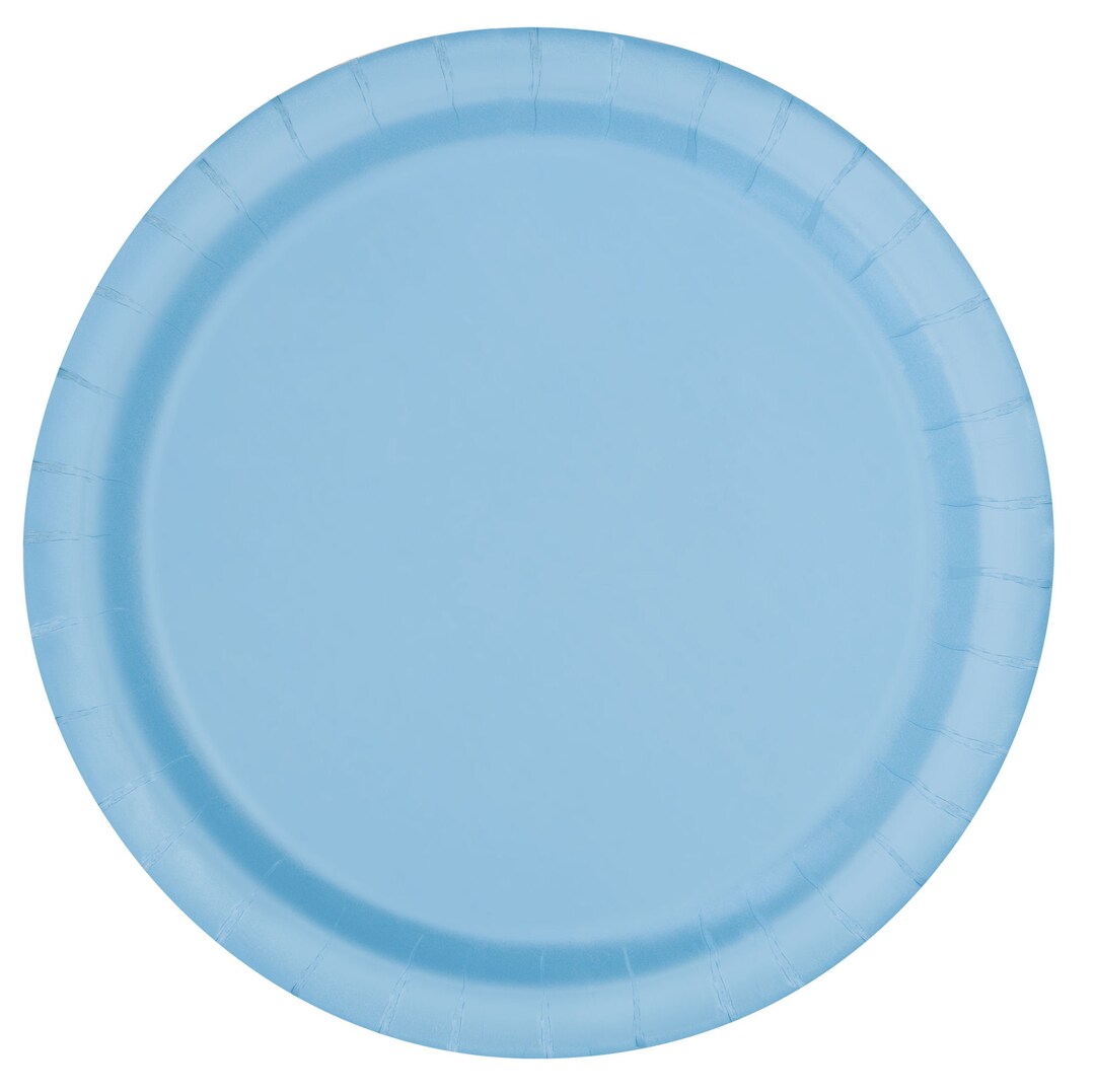 Sustainably Sourced Recyclable Baby Blue Paper Plates in Packs of 16 X