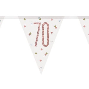 Bling Birthday Bunting For A 70th Birthday In Rose Gold Can Be used Indoor Or Out - Can Be Reused - Matches Other Decorations In Our Range