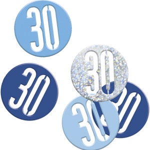 Blue Bling 30th Birthday Confetti - Disc Shaped Confetti For Tables, Gift Bags, Invitations Etc.