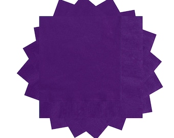 Serviettes recyclables en violet - fabriquées à partir de matériaux issus de sources durables - disponibles en serviettes pour boissons-cocktail ou serviettes pour déjeuner-buffet