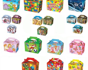 Childs Party Food Boxes In 14 Fun Styles - Make Up Happy Meal Type Packs For your Party - Each Box is Food Safe And Recyclable - Pack of 10