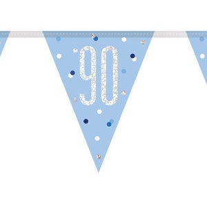 Seriously Cool Blue Bling 90th Birthday Decorations Including, Banners ...