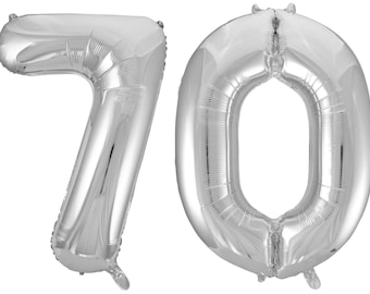 Silver Balloon Kit For A 70th Birthday - This Kit Contains 2 x 34in Tall Balloons, Balloon Weights, Ribbon And Full Instructions.