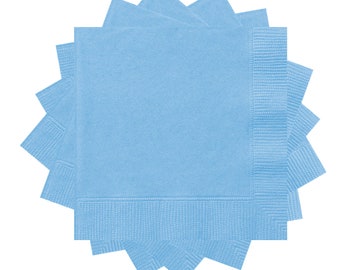 Recyclable Napkins In BABY BLUE - Made From Sustainable Sourced Materials - Available In Drinks / Cocktail Napkins Or Lunch / Buffet Napkins