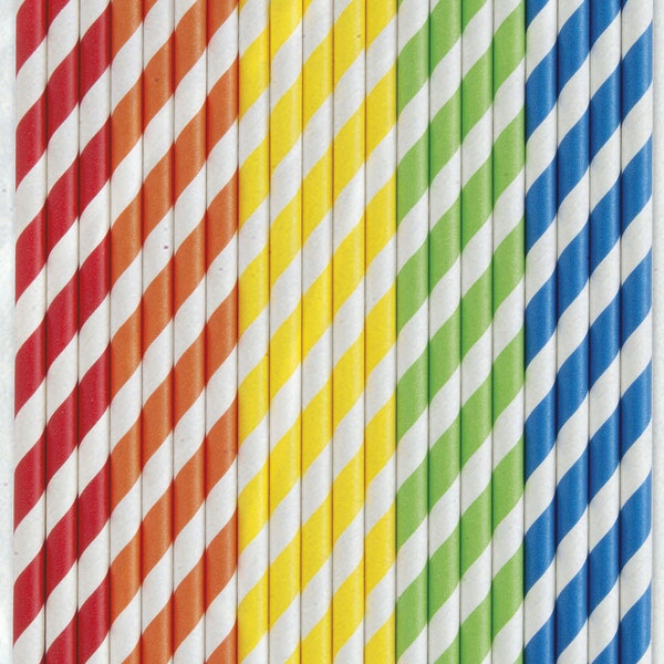 Cool Multi Colour Recyclable Paper Straws - Packs of 40 - Multicolour, Pink Or Blue - Great Party Straws