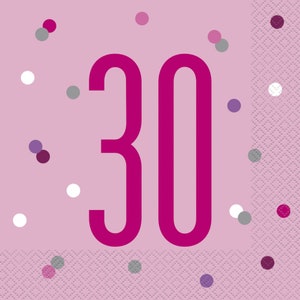 Pink Bling Recyclable 30th Birthday Napkins - Cool Napkins To Compliment Your Party Table