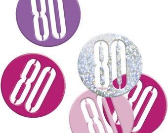 Confettis pink Bling 80th Birthday - Confettis en forme de disque pour tables, sacs cadeaux, invitations, etc.