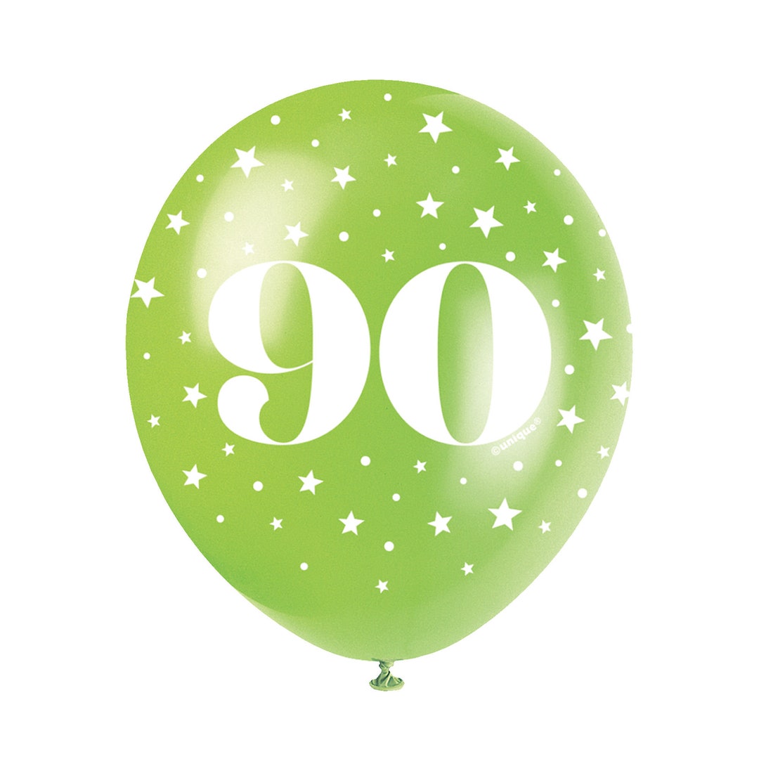 Pack of 90th Birthday Latex Recyclable 9 Balloons in Etsy