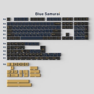 Blue samurai ABS 173 Keycaps set| Cherry Profile |all spacebar layout| for 60 ,65,75 ,TKL ,100% Keyboard | mechanical keyboard |ANSI Layout