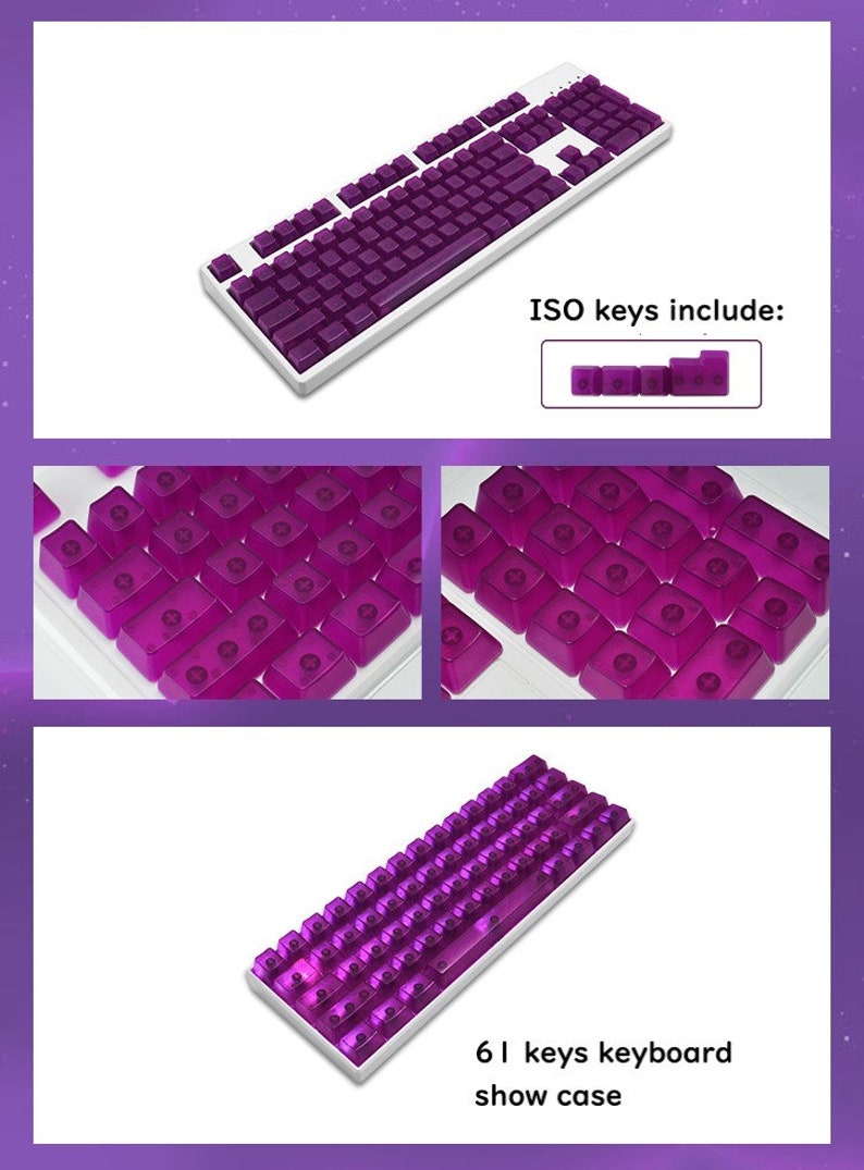 Color Translucent Abs Keycaps Set OEM Profile Cherry Mx for 60 ,65,75