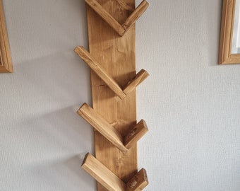 3, 4, 5 or 6 Bottle Pine Wall Mounted Wine Rack