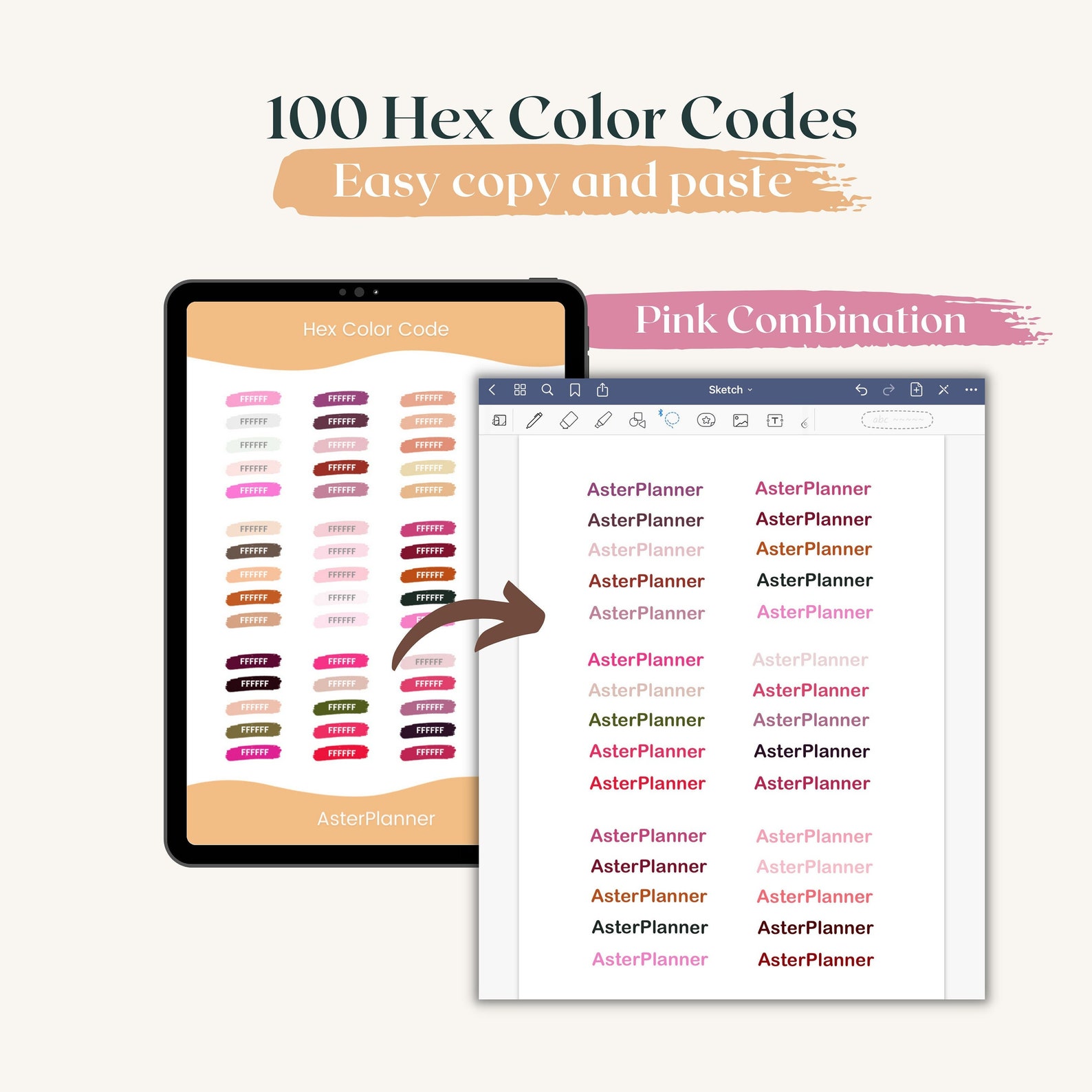 100 Hex Color Codes Goodnotes Color Palette for Goodnotes Etsy Australia