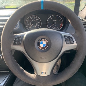 Red Alcantara Steering Wheel Trim Sticker Cover For BMW 3 Series