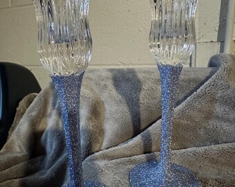 Ice Blue Stem Candle Holders