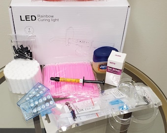 Deluxe Tooth Gem Kit , DIY Tooth Gem Kit with LED Light | Swarovski Crystal Teeth Gems Kit | Tooth Gem Supplies for Beginners & Pros
