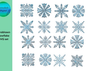 Hand drawn snowflake SVG file set, digital download, glowforge ready file, laser cutting files