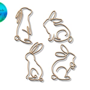 Handgezeichnete Osterhase Linie Zeichnungen, SVG und DXF digitale Download-Datei, geglüht bereit, Laserschnittdatei
