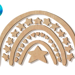 Stars and hearts rainbow, digital download, SVG file, glowforge ready file, laser cutting,