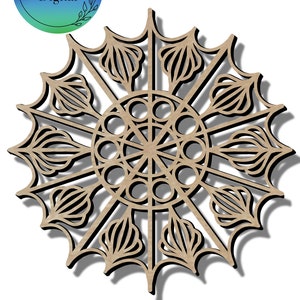 Hand drawn floral Metalwork macrame circle SVG file, glowforge file, laser cutting file, macrame blank