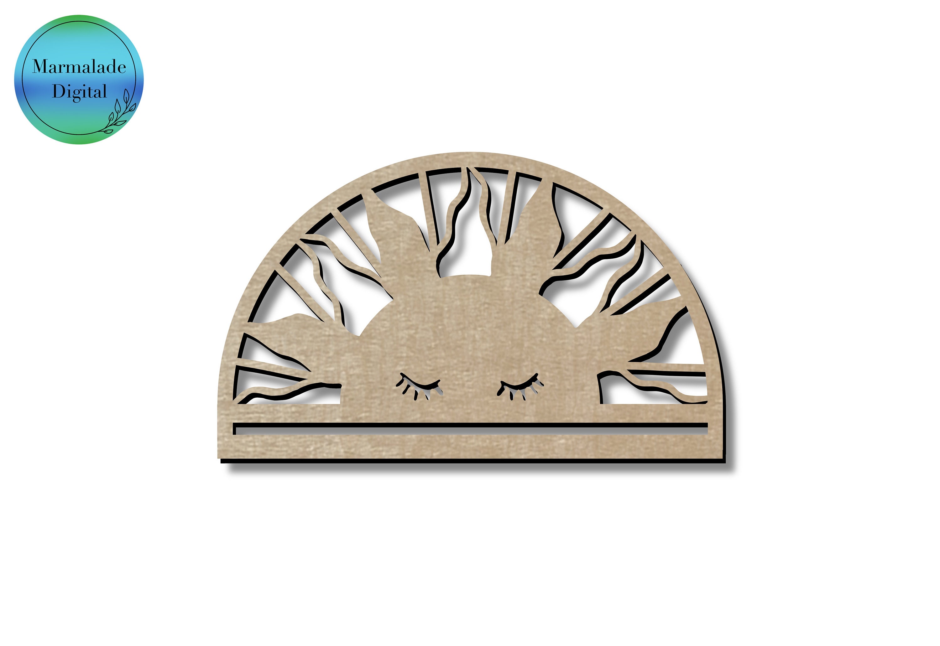Sleepy sun half circle macrame Laser cutting file, SVG digital download file, glowforge ready file