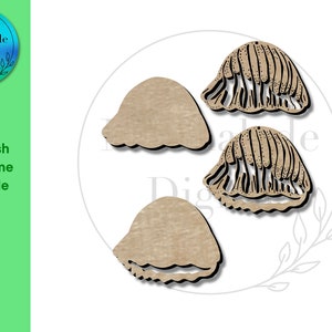 May include: Three brown jellyfish macrame SVG files. The jellyfish are in different sizes and have a textured look.