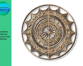 Hand drawn papercut macrame circle SVG file, glowforge file, laser cutting file, macrame blank