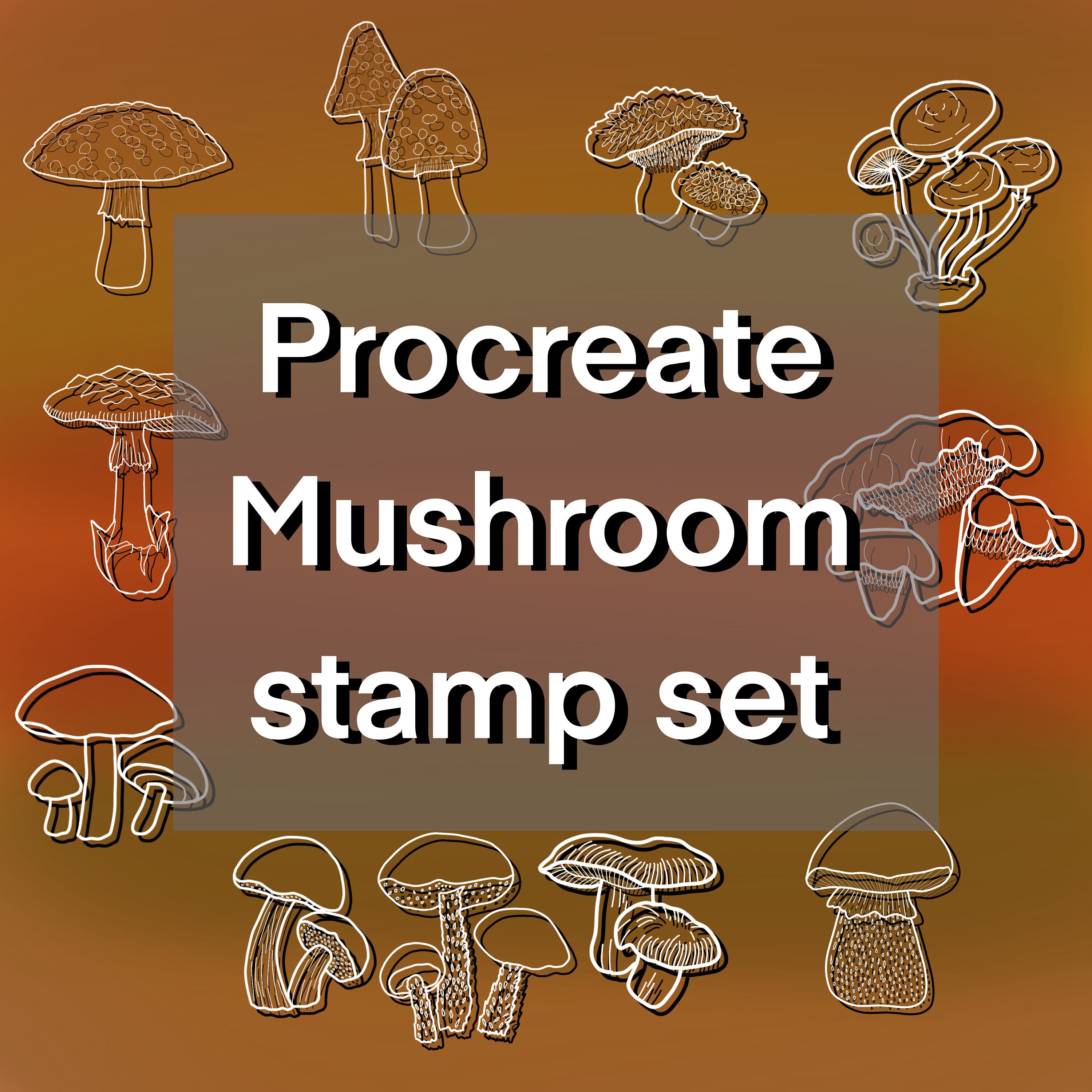 Hand Drawn Mushroom Procreate Stamp Brush Set: Halloween Digital ...