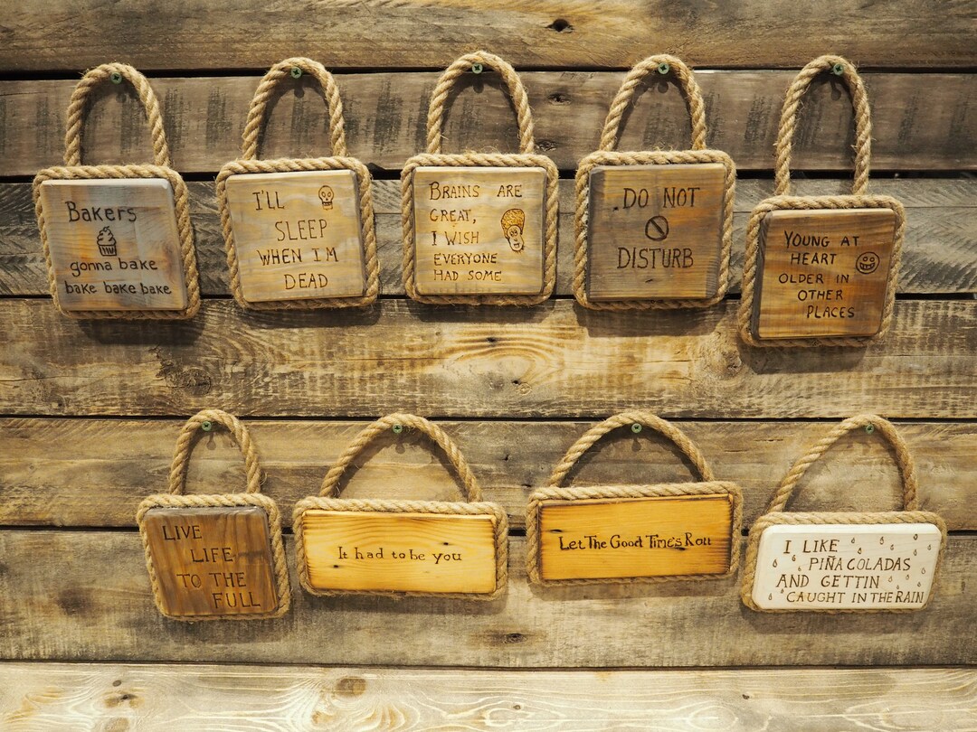 Rope Hung Signs, Rope Wrapped Signs, Pyrography Sign, Handmade Signs ...