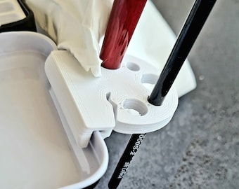 Soporte para pinceles para paletas metálicas estándar en blanco - 5 pinceles - Pinza para toallas de papel