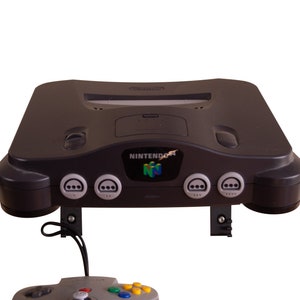 Wall Mount for Nintendo N64 90s Console with Controller Holder - Adjustable Angle - Various Colors - Bracket with Bolts
