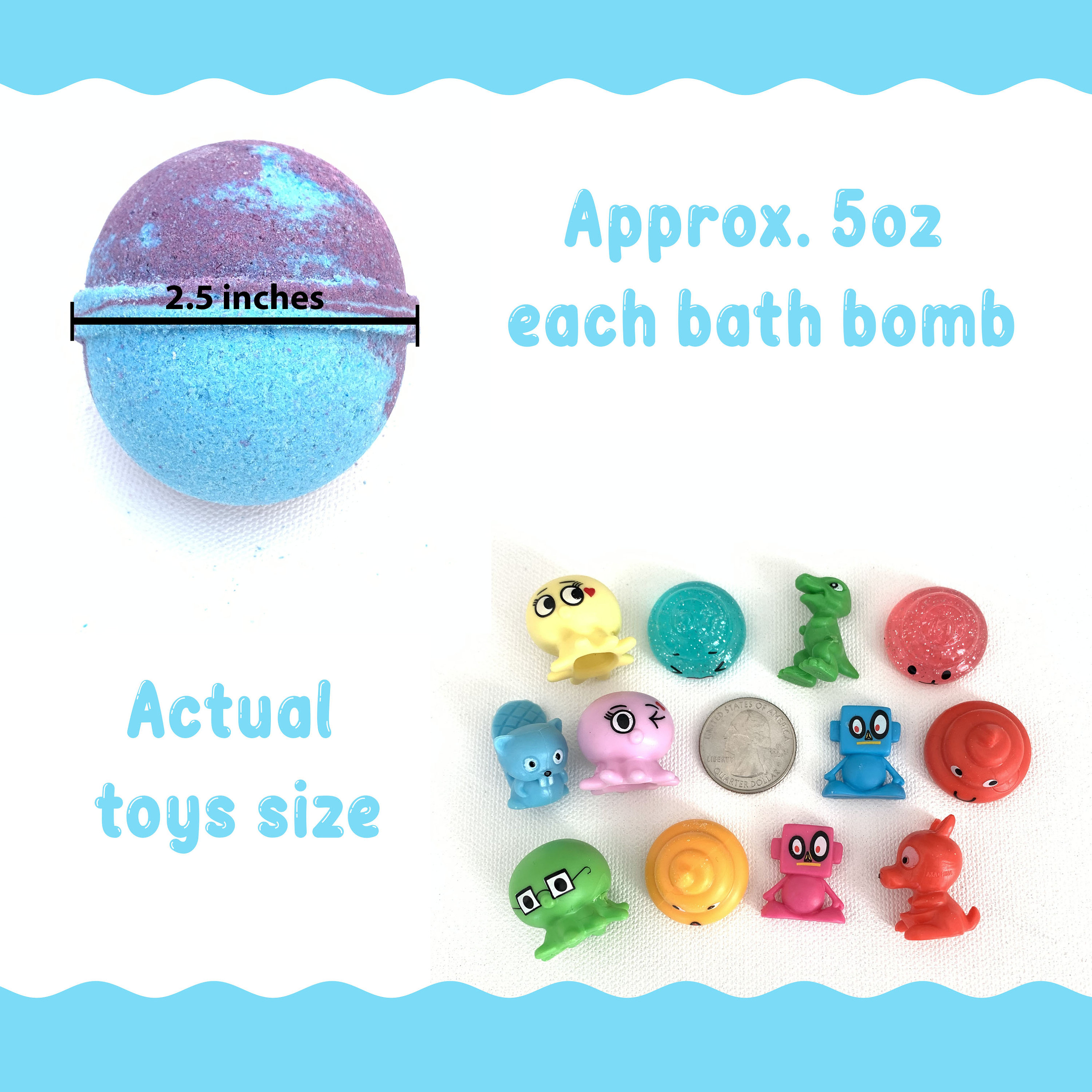 Bath Bombs With Surprise Toys Inside, Stocking Stuffers, Set of 6 Bath